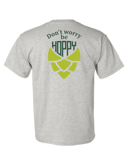 T-shirt "Don't worry, be Hoppy" gris triblend, dos
